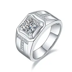 1ct s925 man gra certificated 1 carat white moissanite engagement cz diamonds mens rings 925 sterling silver ring for male men