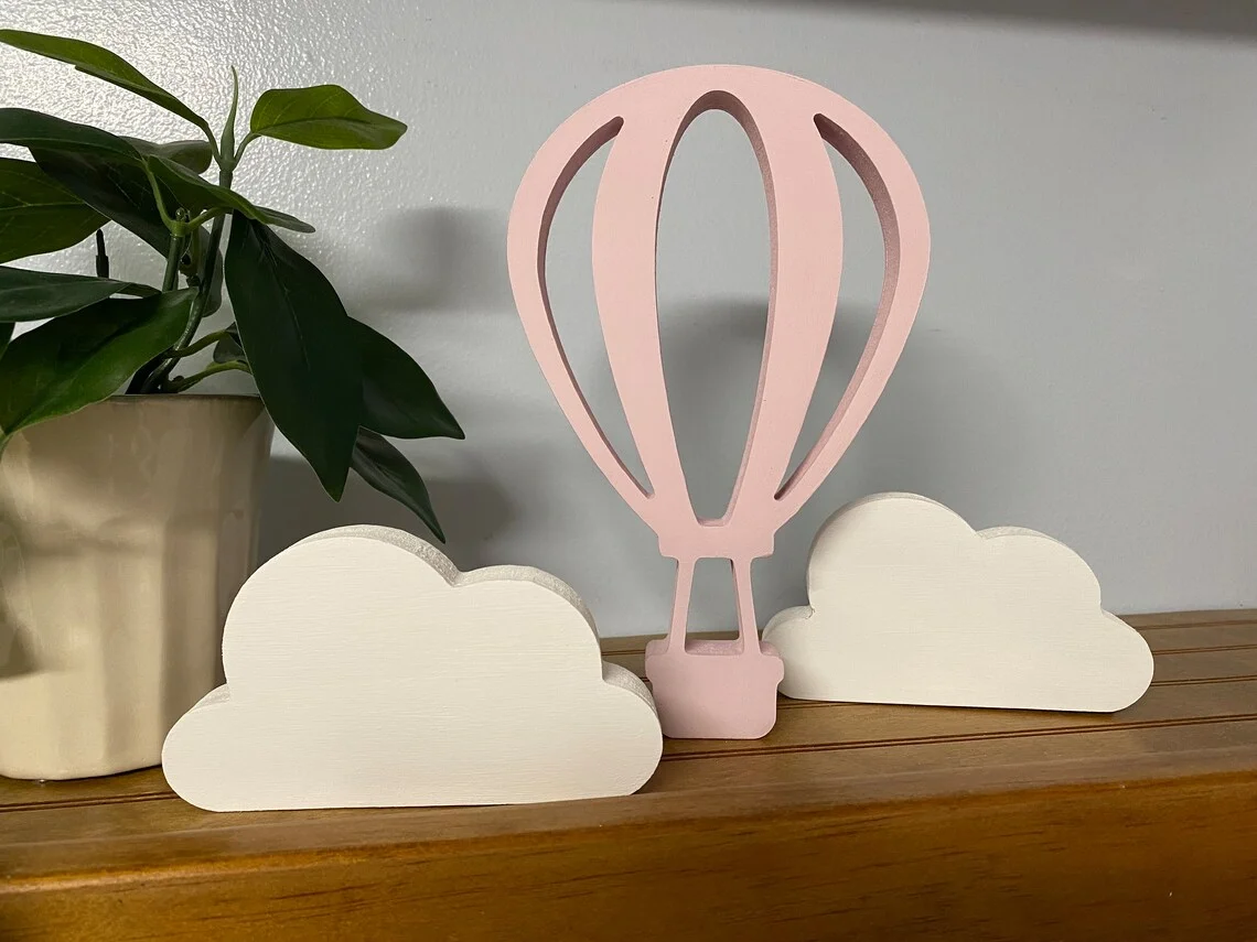 OEM wood cutout small nursery shelf item oh the places she will go shower decorations Hot air balloon decor nursery shelf decor