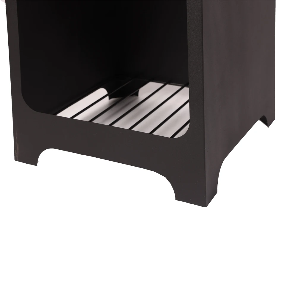 Modern Design Multi Functions Outdoor Fire Pit Bbq Firewood Black Metal Wood Fireplace With Bbq Grill