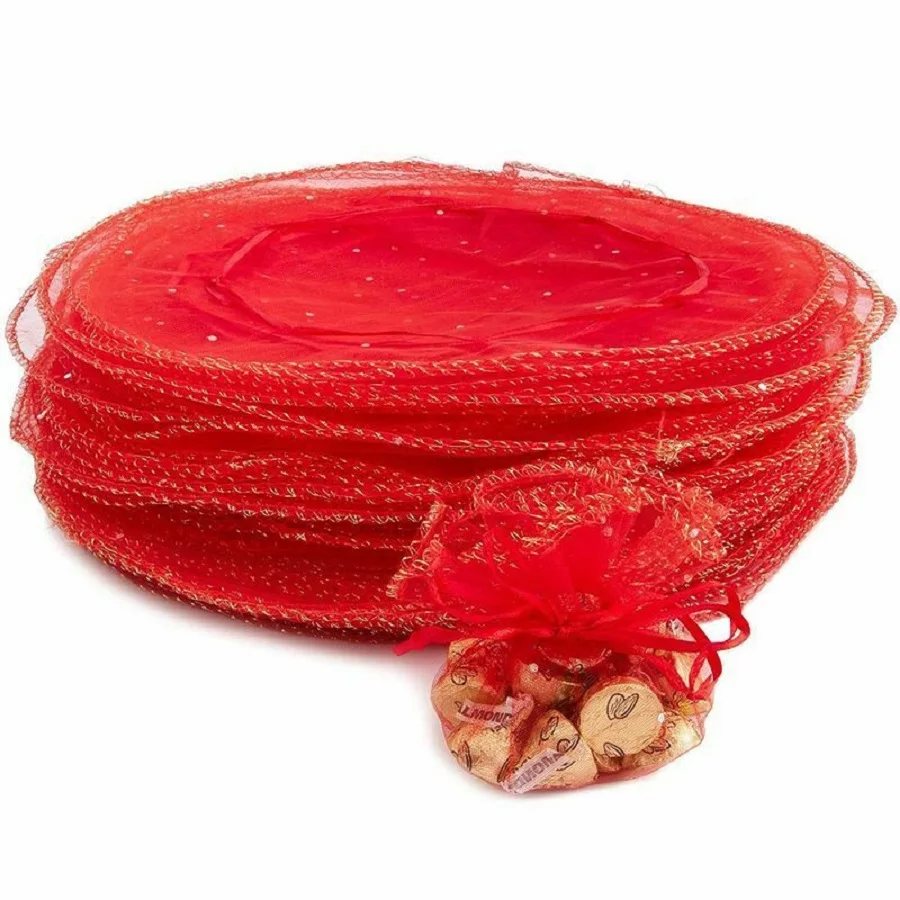 Wholesale 13 Colors 100PCS/Pack 35cm Diameter Sheer Organza Gift Wrap Organza Circle Wrap Organza Chocolate Wrap