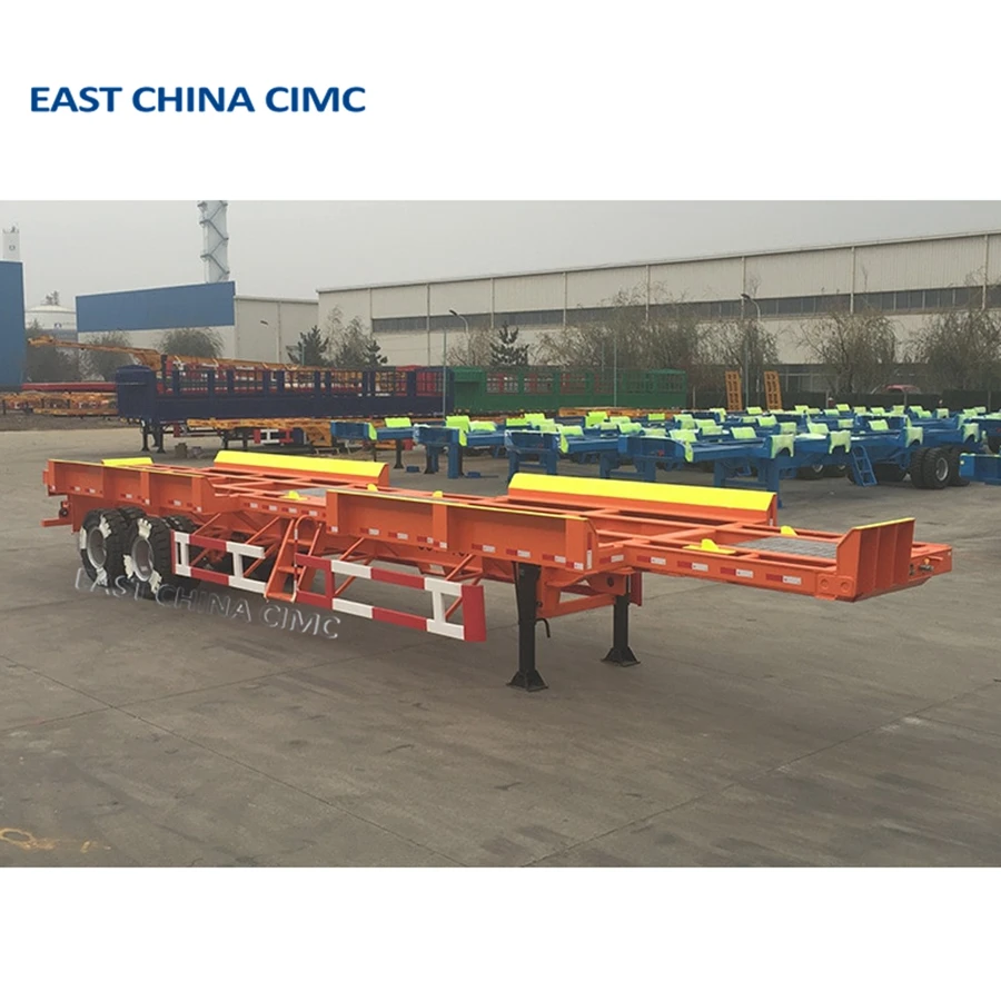 3 Axles 45ft Gooseneck Skeleton Chassis Container Semi Trailer 40ft CIMC For Sale