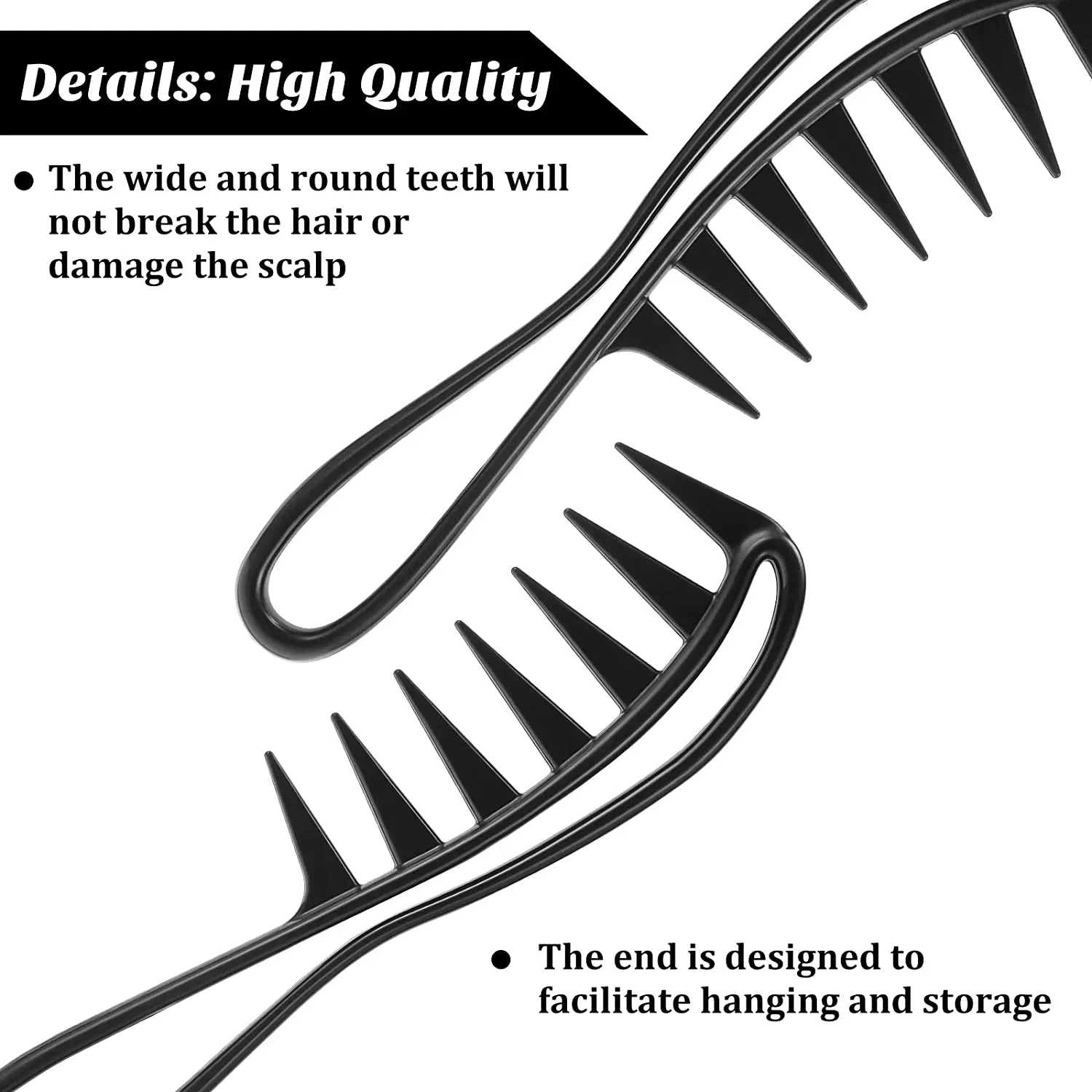 3 Pack Styling Comb Set Wide Spacing Teeth Wide Tooth Detangling Comb Shower Flexible Comb