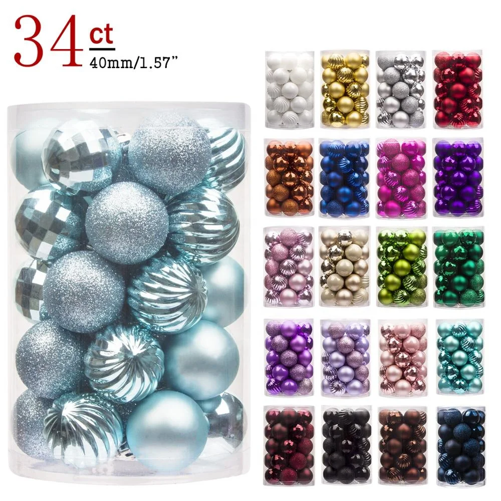 Cheap xmas tree ornament mix color 40mm 60mm 80mm 100mm glitter shiny matte blue plastic christmas ball