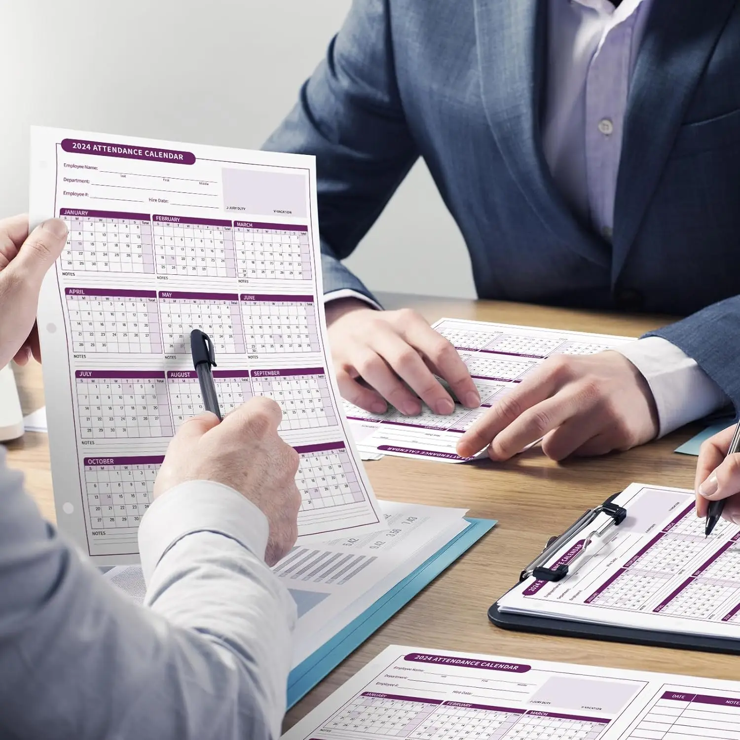 Attendance Calendar Employee Card Attendance Record Tracker Cardstock Paper 8.5 x 11 inches