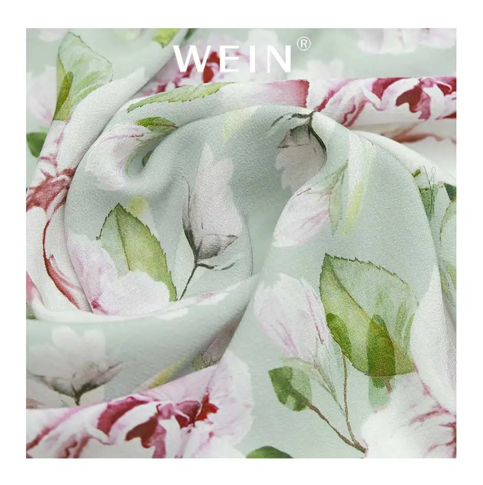 WI-Z0817 Wholesale White Elegant Flower Pattern Magic Crepe Silk High Quality Digital Printed Fabric For Dress