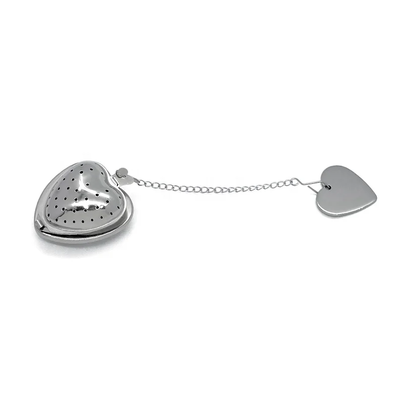 304 stainless steel heart shaped tea ball tea leaf infuser with  holder plate