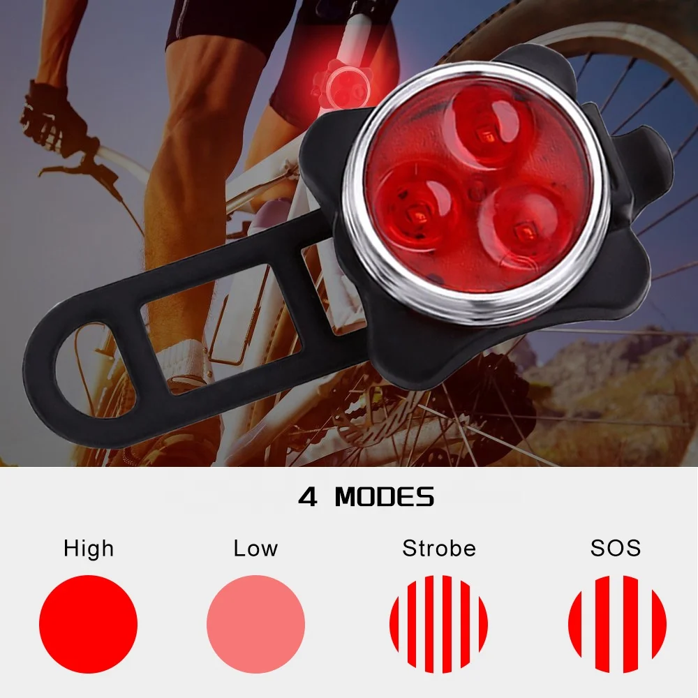 Bicycle Accessories Tail Light Cycling Safety Warning USB Rechargeable LED Bike Light