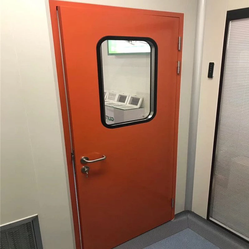 Clean Room Door Metal Steel Manual Stainless Steel Handle Fingerprint Smart Steel Locks GMP Door