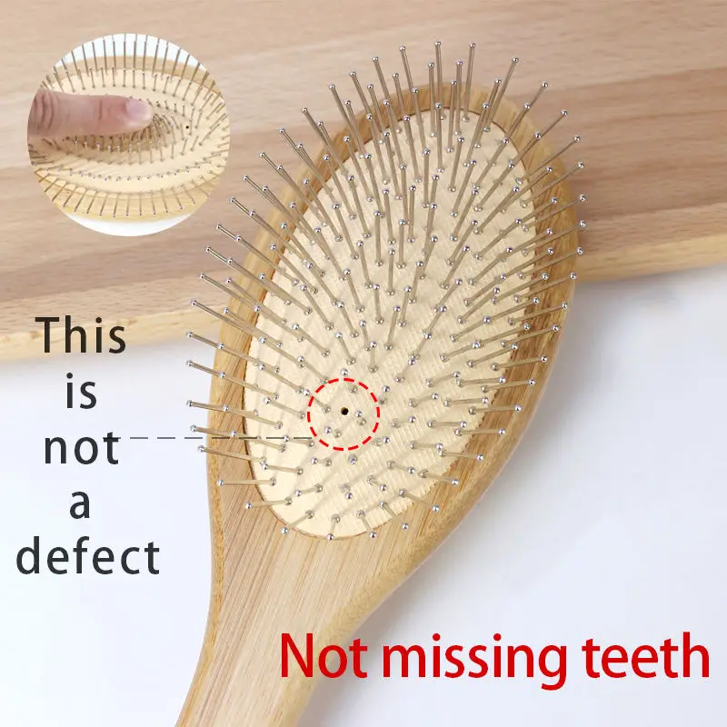 Trending products 2022 bamboo handle hair brush reueable durable comb hair care styling air cushion hairbrush for traveling