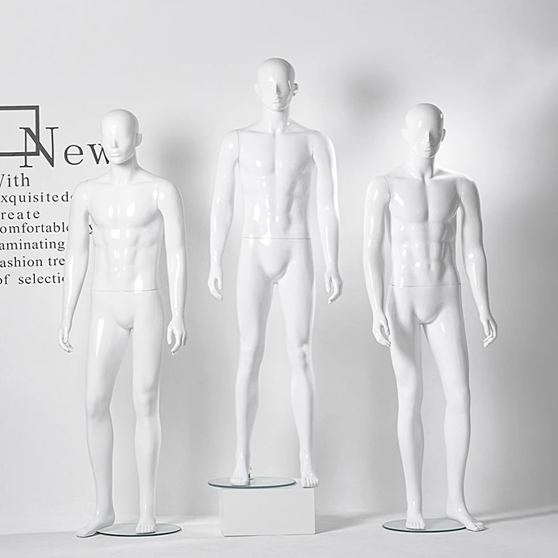 Wholesale Luxury Glossy White Fashion Manikin Dummies White Plastic Male Mannequin Full Body for Luxury Suits
