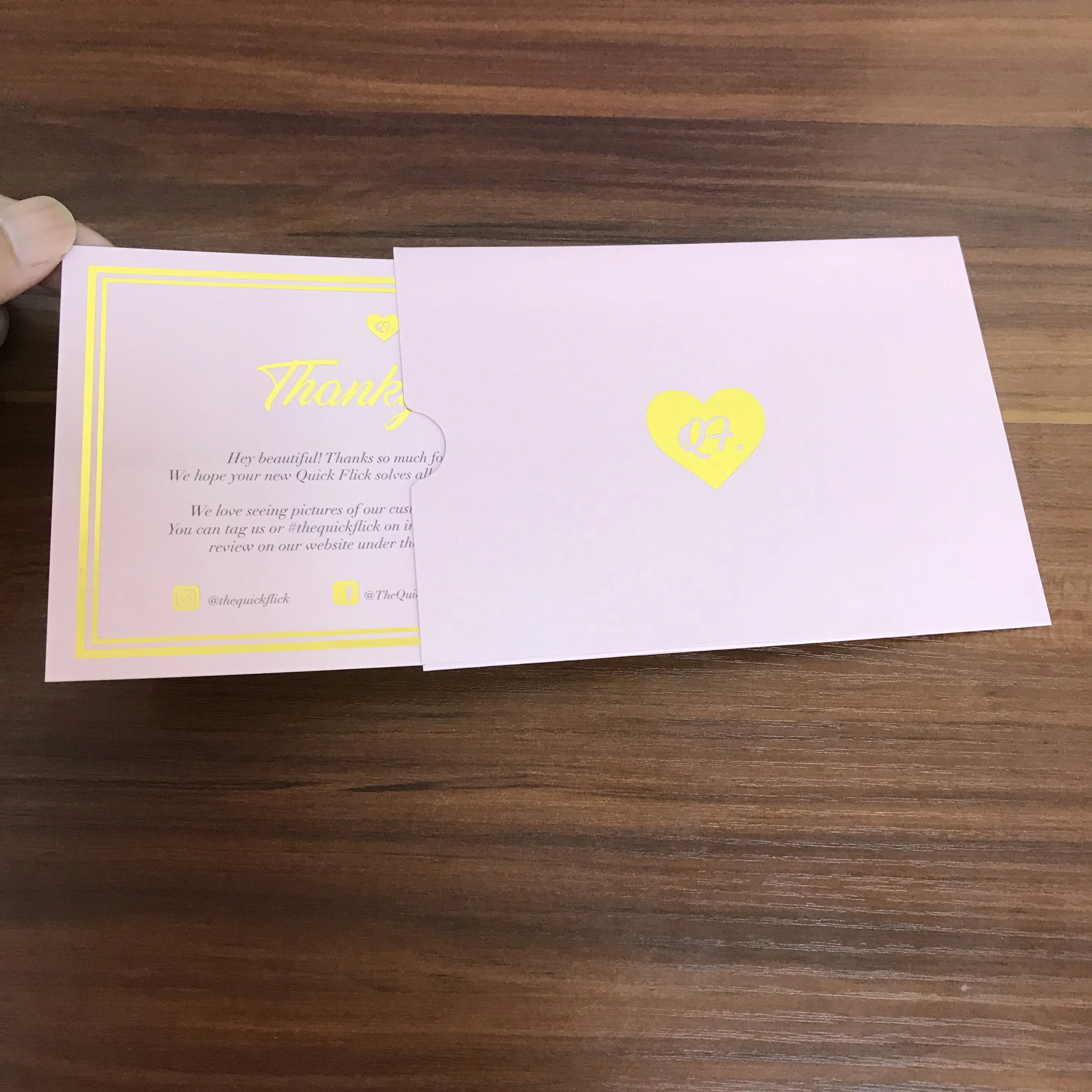 Factory Direct Custom Printed Luxury Both Side Gold Foil Hot Stamp Pink Colour Thank You Birthday Happy Greeting Cards