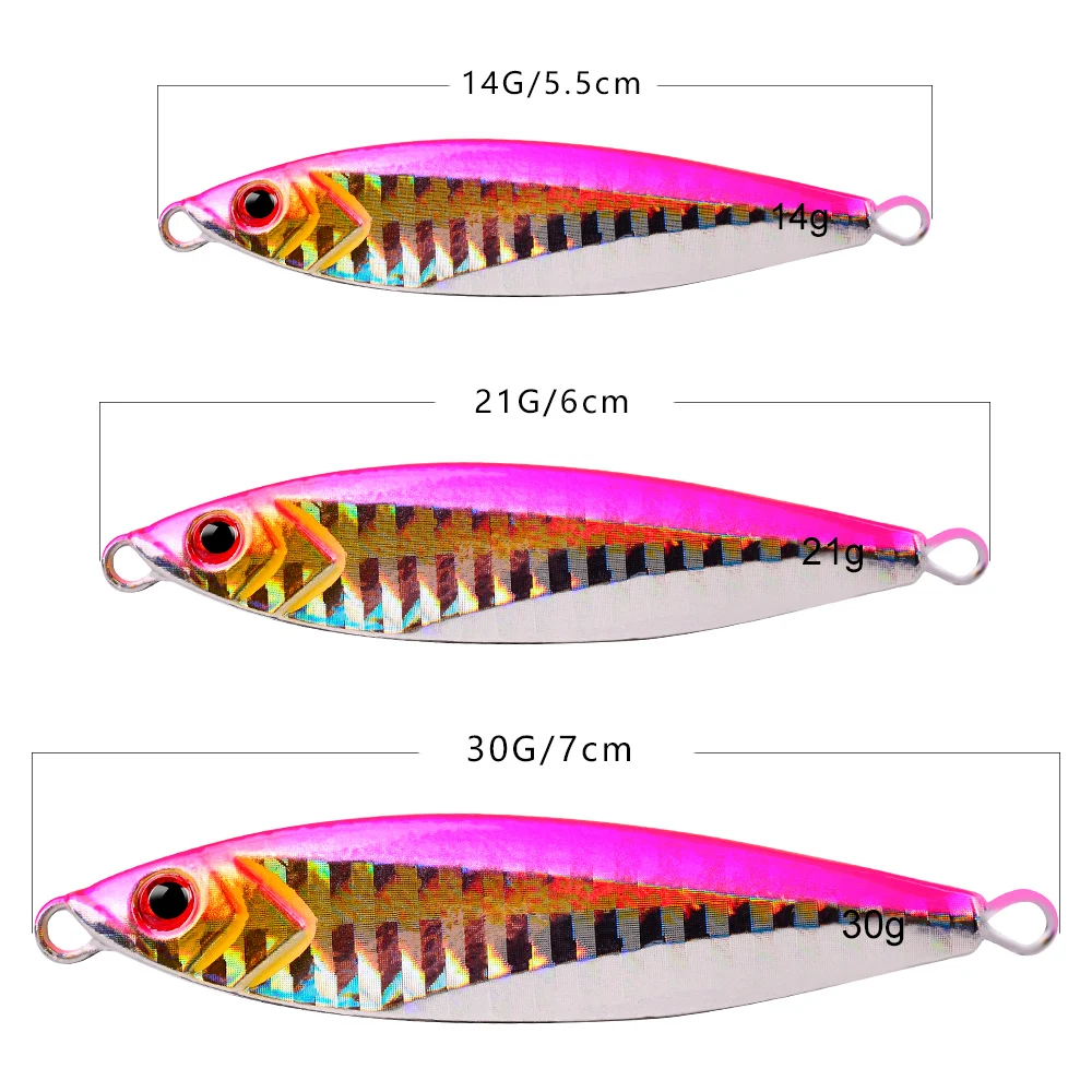 Isca Artificial Fishing Lure Metal Slow Pitch Jig Lure 14g 21g 30g Spinner Bait Buzzbait Casting Vertical Jigging Lure Saltwater