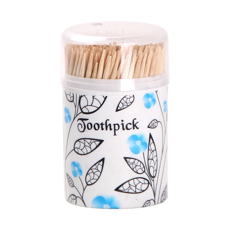 
Manufacturer Promotional Flip open cover Flowery Refillable Double Head Bamboo Toothpick Packed dispenser Teeth sticks Bottles 