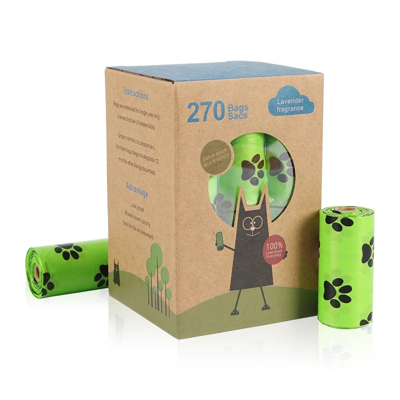Eco-Friendly Biodegradable Extra Thick Strong 100% Leak Proof Pet Doggy Poop Waste Bags For Dogs