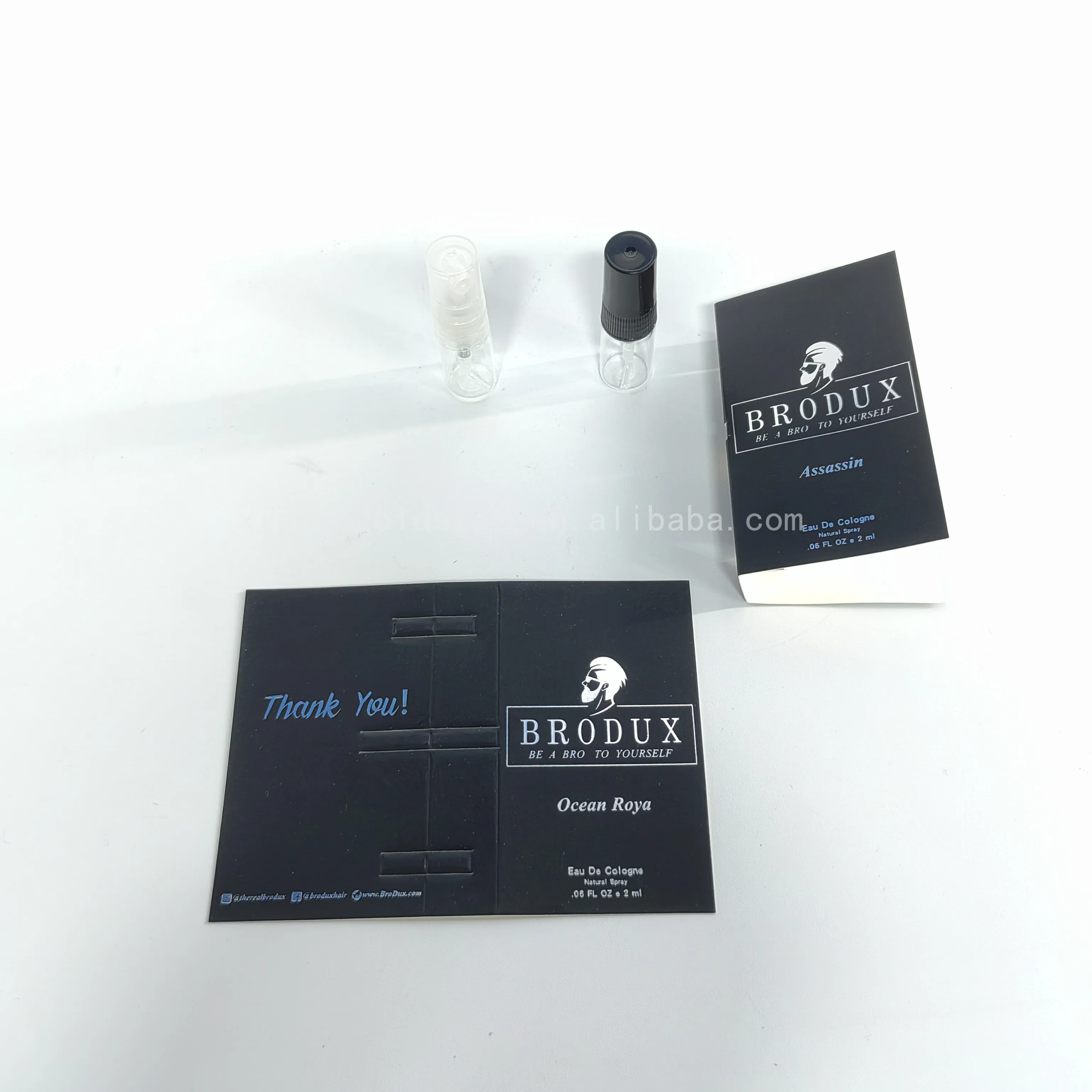 Perfume cosmetics sample packaging folding card 2ml 5ml holding card customized printing vial card