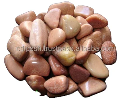 Natural Agate Coral Stone Round Pebbles High Glossy Crushed Tumbled Rocks in Rosa Dark Oink Orange Colors Polished Cobble