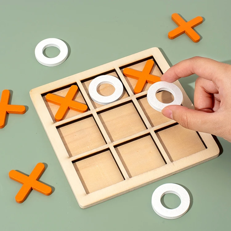 QINGTANG CRAFTS parent-child game wooden ox chess popular tic tac toe toy