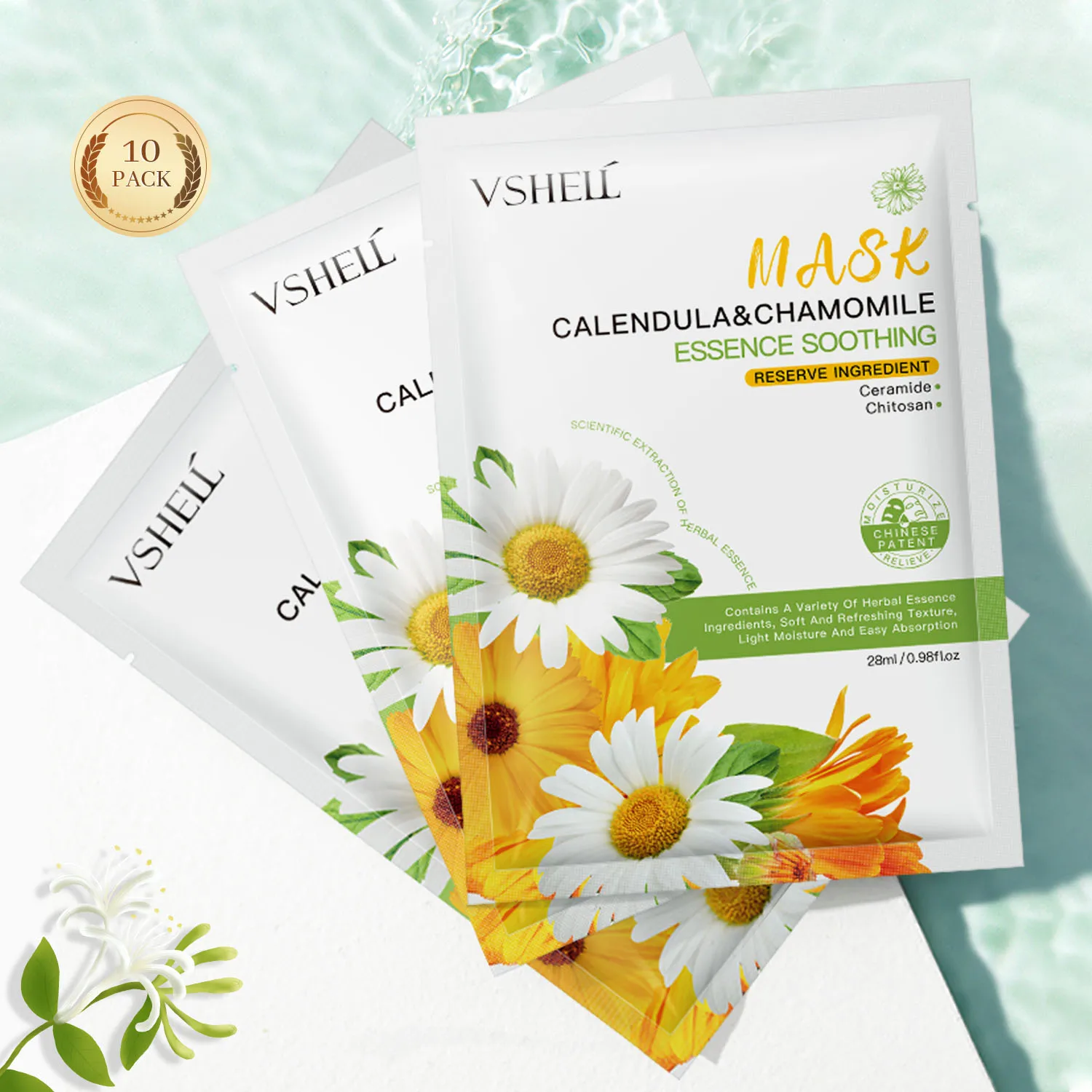 In Stock Wholesale Whitening Moisturizing Camellia Chamomile Flower Sheet Facial Face Mask