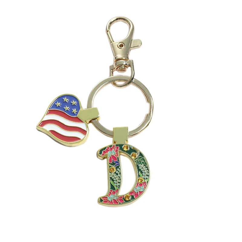 Custom Logo 3d A-z Alphabet Letter Keychains Colorful Personalized Metal Keyring Initial Key Holder Letter Custom Zinc Alloy