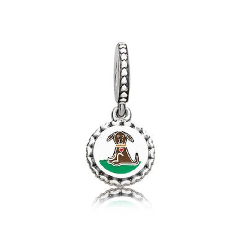 
925 sterling silver charms girls cartoon animal hedgehog bead cat dog bee dangle charm pendant sparkling jewelry accessories 