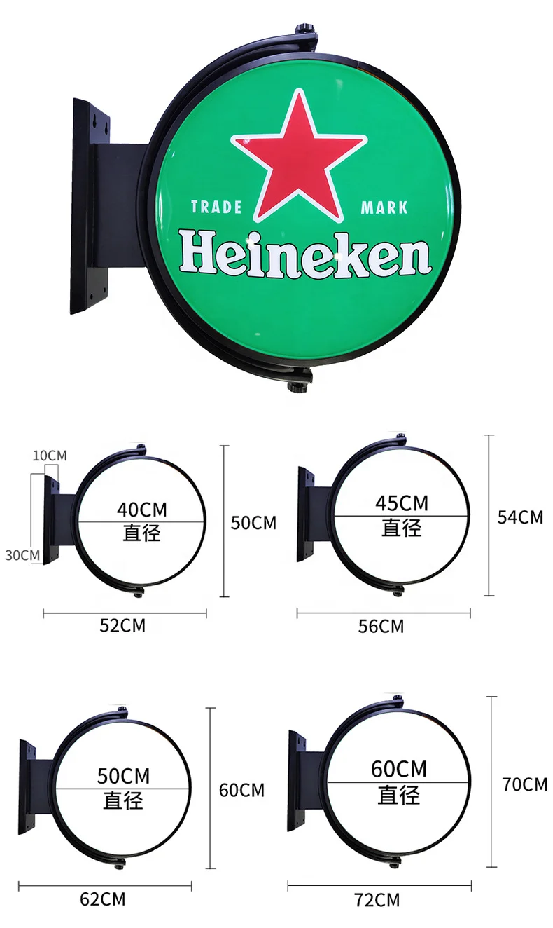 Outdoor waterproof 360 rotating sign business logo sign round blade lightbox double Sided lighting projecting LED light box sign