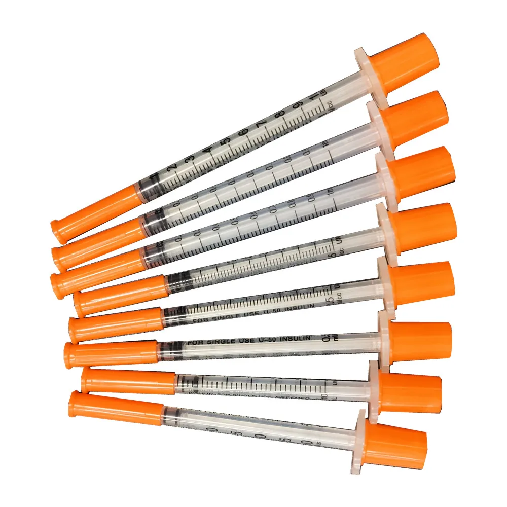 Diabetes Orange 1ml Qualify U100 With Cheap Price Insulin Syringe