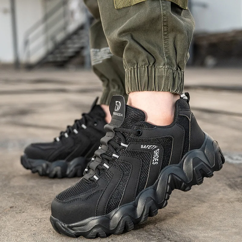 four seasons Brand Outdoor fashion safety shoes Lightweight air cushion PU outsole steel toe Work shoes