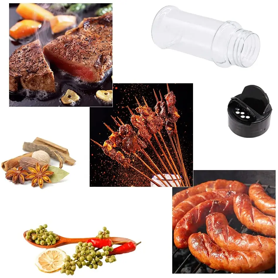 Wholesale kitchen pepper powder spice jar with label empty salt shaker plastic spice bottle jars