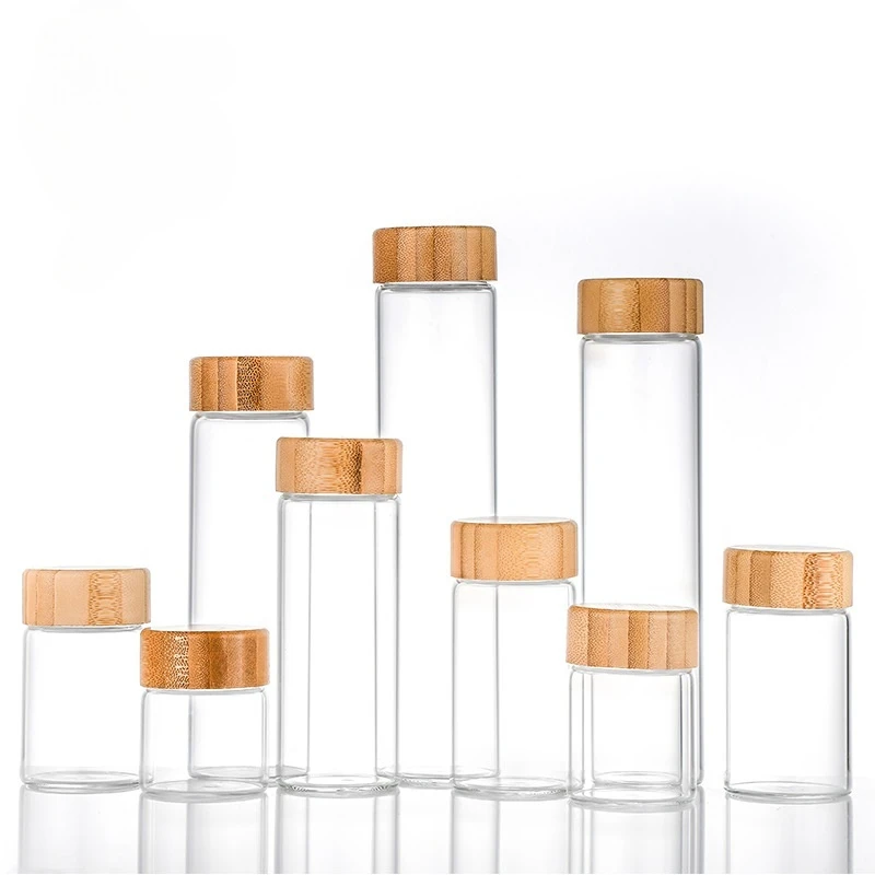 Lid wooden glass bottle high borosilicate sealed jar Tea jam candy storage