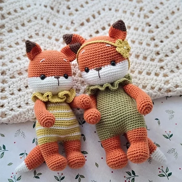 Amigurumi Pattern Fox Crochet Toy for Baby Gift Set Cotton Filled Doll Knitting Toys Customized Stuffing