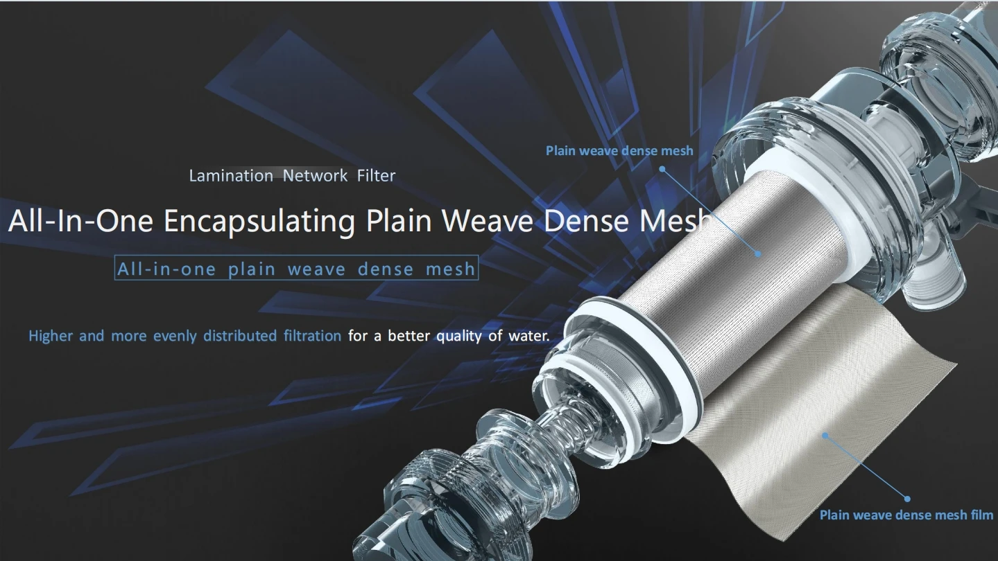 Dual mesh sediment pre filter system aqua water pre filter with bionic tech