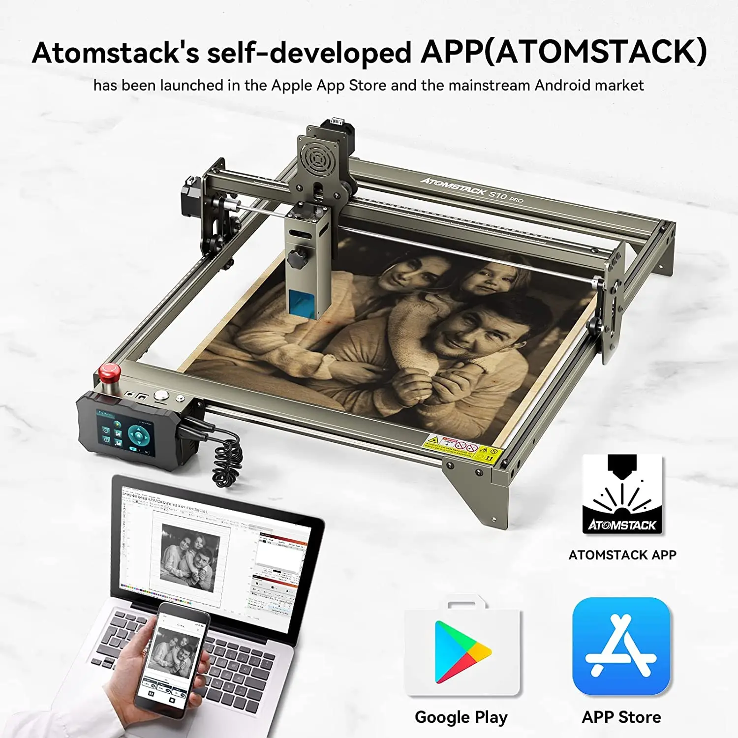 Atomstack X7 Pro S10 A10 PRO 50 Вт флагманский двухлазерный резак гравировальный станок 10 выход телефон Lightburn DIY режущий принтер