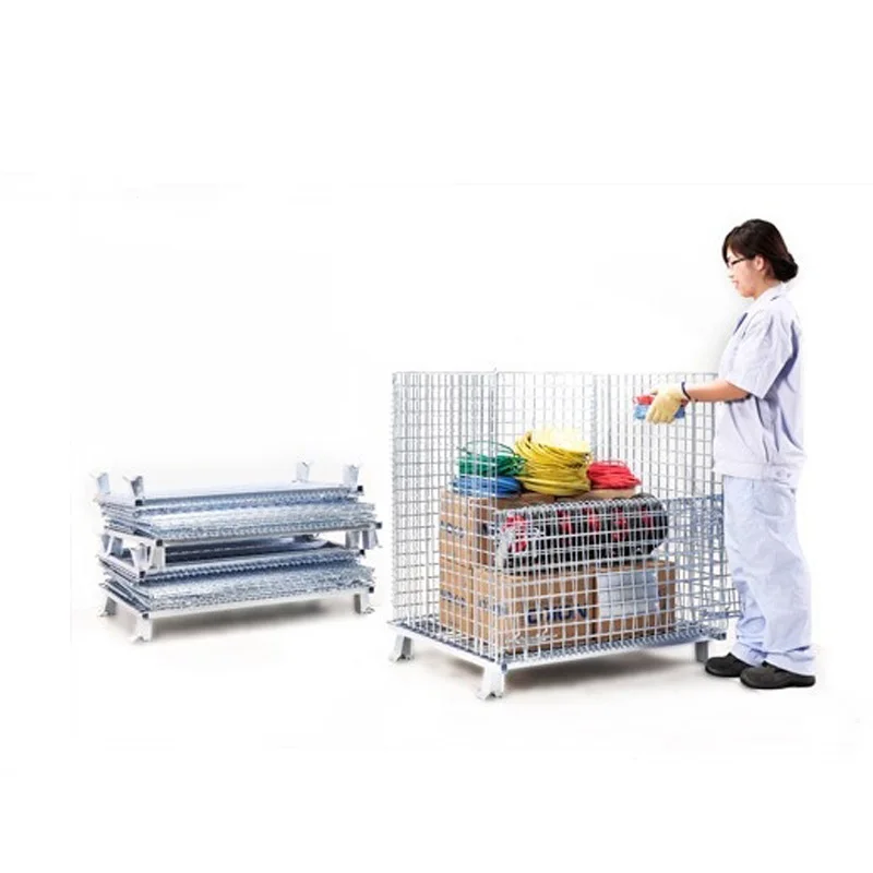 Heavy duty stackable and nestable  steel storage container  Wire pallet box
