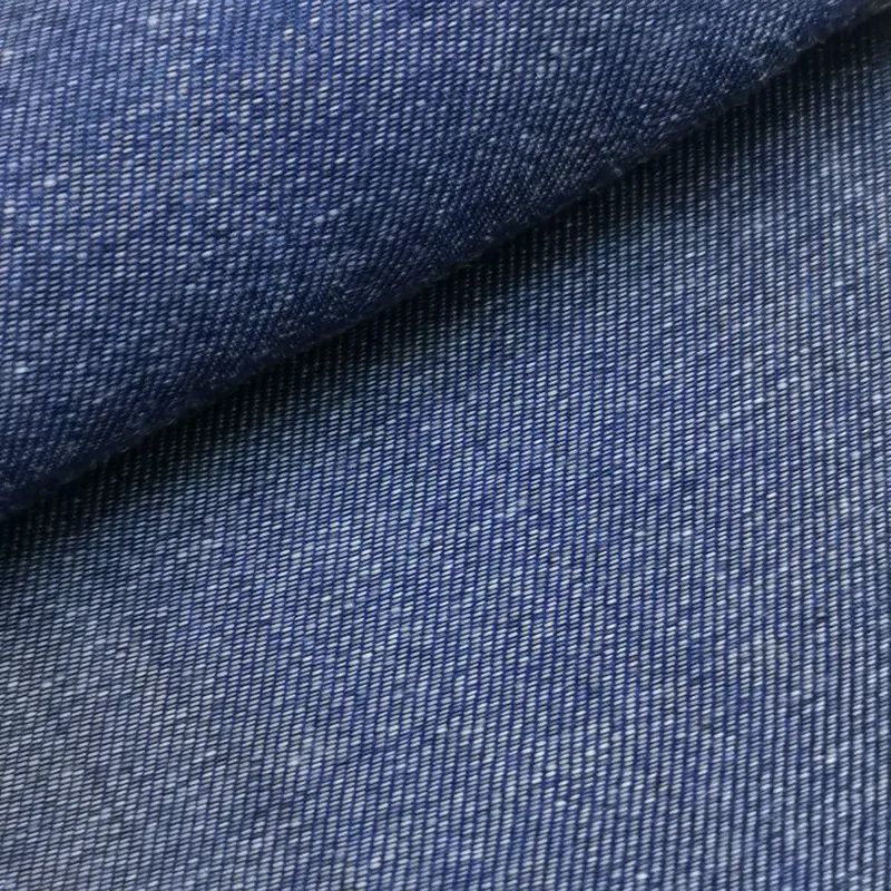 В наличии оптовая продажа 86.3% tencel 13.7% лен 6 унции голубой камень стирка перекрестная клетка джинсовая ткань для брюк курток