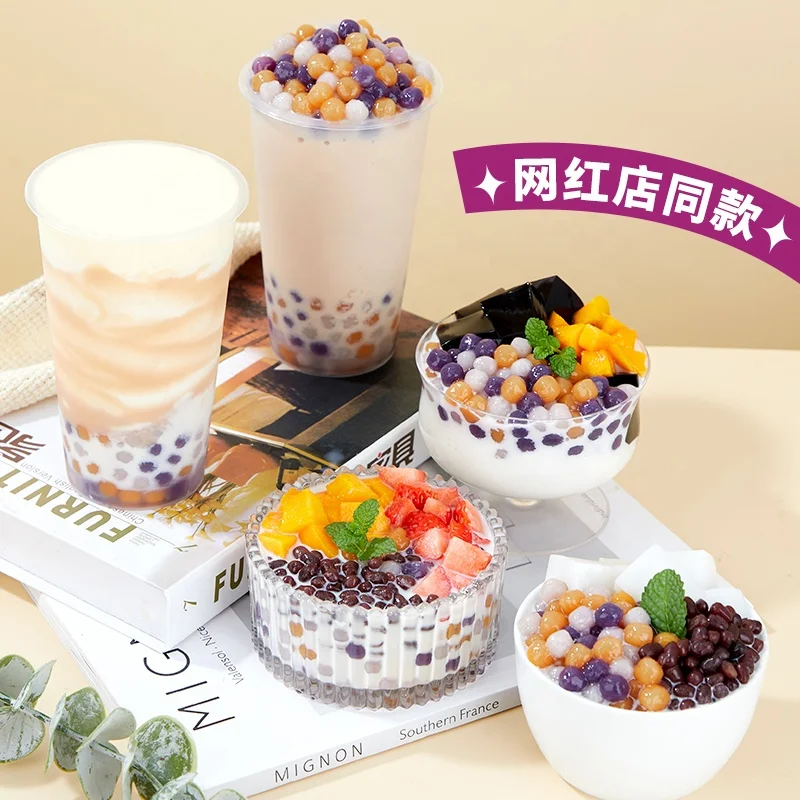 2022 New Collection 500g Room Temperature Storage Quick Cooking Mini Taro Balls, 3 Colors Mix Tapioca Balls for Bubble Tea