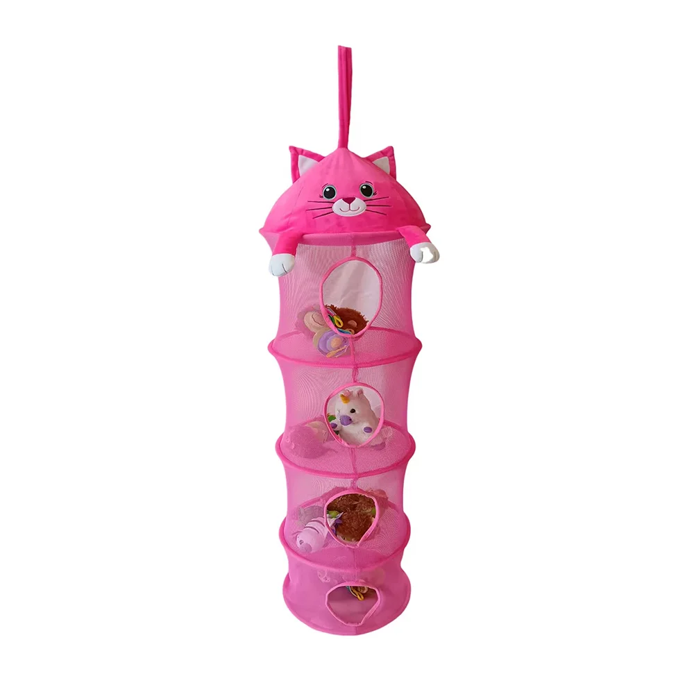 Mesh Hanging Storage Folding Kids Toy Storage Basket Organizer Bags
