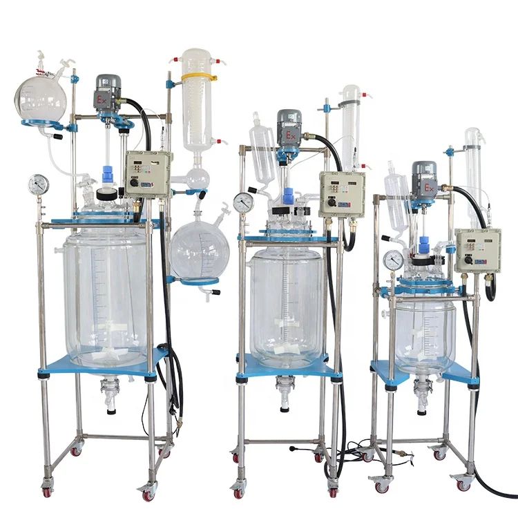 1L- 200L chemical Lab Equipment Double Jacketed Glass Reactor Reaction Single Layer Glass Reactor