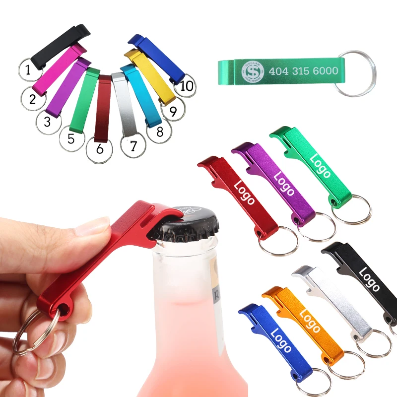 Custom Laser Engraving Logo Promotional Gifts Cheap Beer Drink Bottle Opener Keychain for Party Wedding