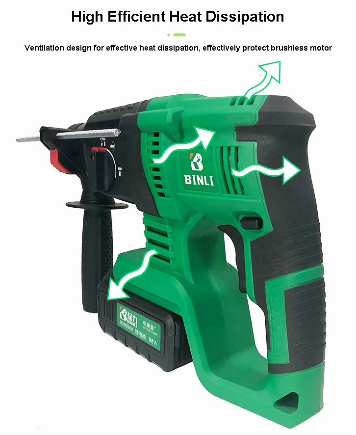 BINLI 88V  Large Strength Strong Multi-function  high Quality Impact Power Hammer dill