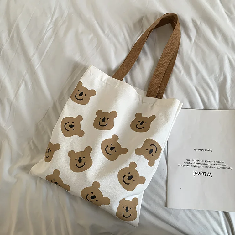 Summer 2021 new Custom Canvas Bag Single Shoulder cute cartoon student Shopping handbag wholesale
