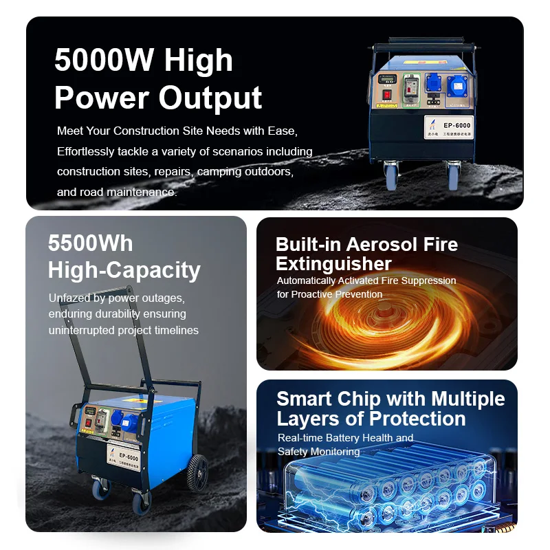 Multifunctional High Capacity Portable Power Station 5000W High End Mobile Power Bank Charging Station