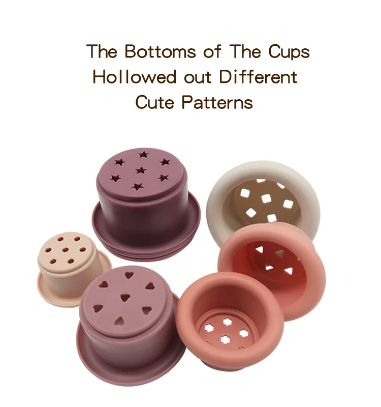 2023 Popular Baby Silicone Stacking Toys 7 pcs Cups Educational Beach Toys For Kids