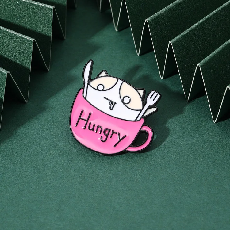 New arrival wholesale soft lapel pins custom coffee cup cat enamel pin set