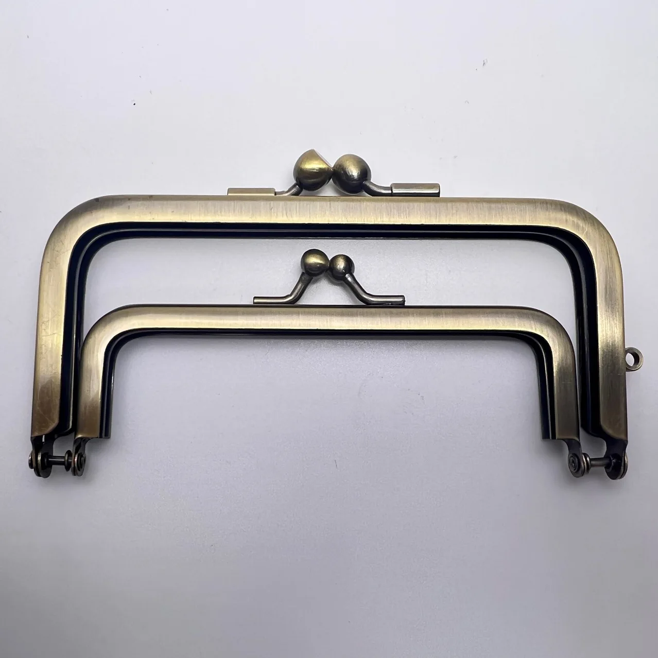 12*6cm Antique Brass Rectangular Vintage Metal Frame Double Handle Metal Beads Clasp Lock Bag Purse Frame