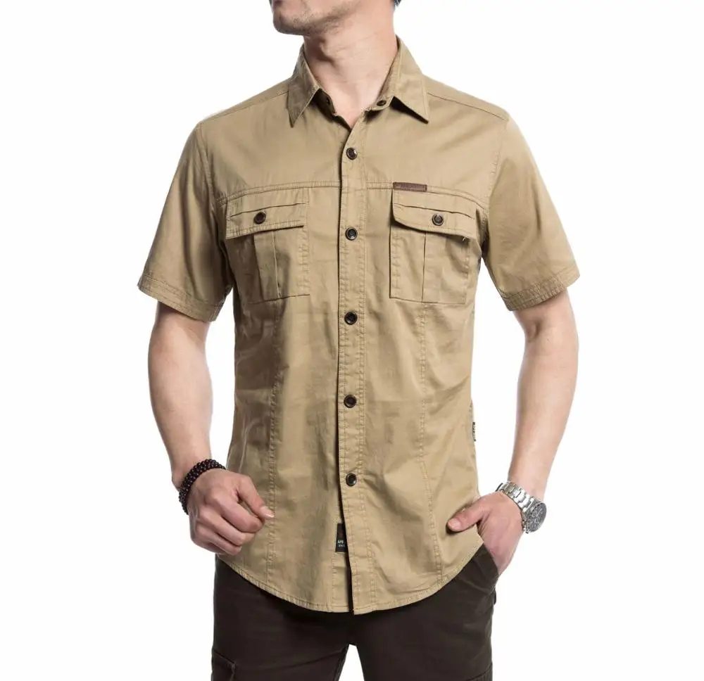 Full cotton cargo shirts for men cowboy short sleeve shirt oversized shirts men