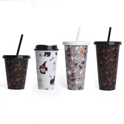 Christmas Pumpkin Halloween 16 Oz Cold Coffee Temperature Custom 24 Oz Plastic Color Changing Cup With Lids Straws