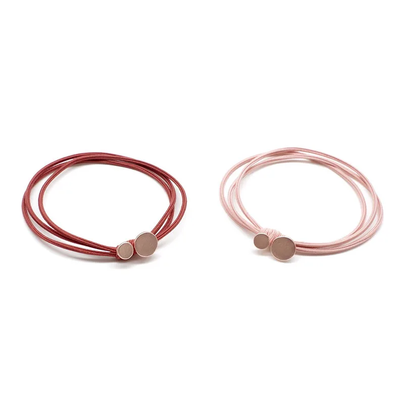 Hair Ropes With Metal Circle Beads Ponytail Holders Hair Band Elastic Hair Ties For Women Girls