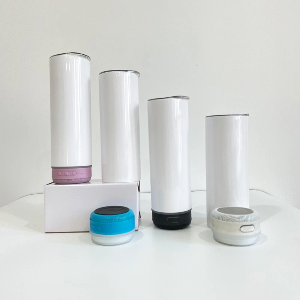 Stainless Steel USB Charging wireless music cup 20oz Sublimation blanks Straight display speaker tumbler For DIY printing
