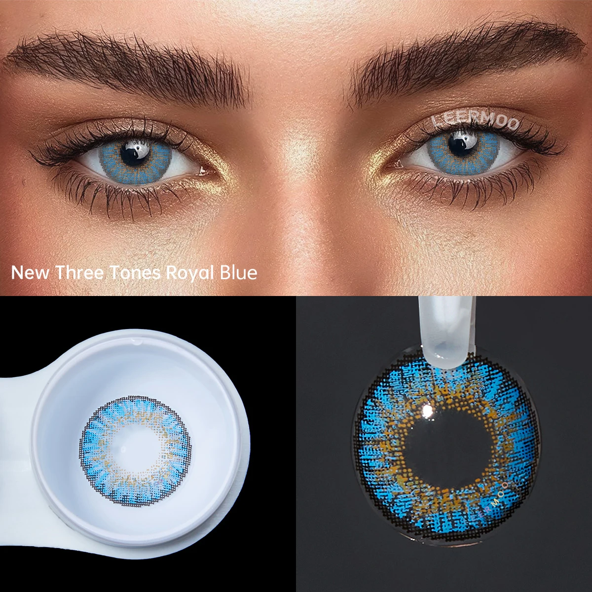 Lalens New Three Tone Cosmetic Eye Colored Contact Lenses Wholesale 14.2 MM 38% Water Prescription Twelve Colors Contact Lens