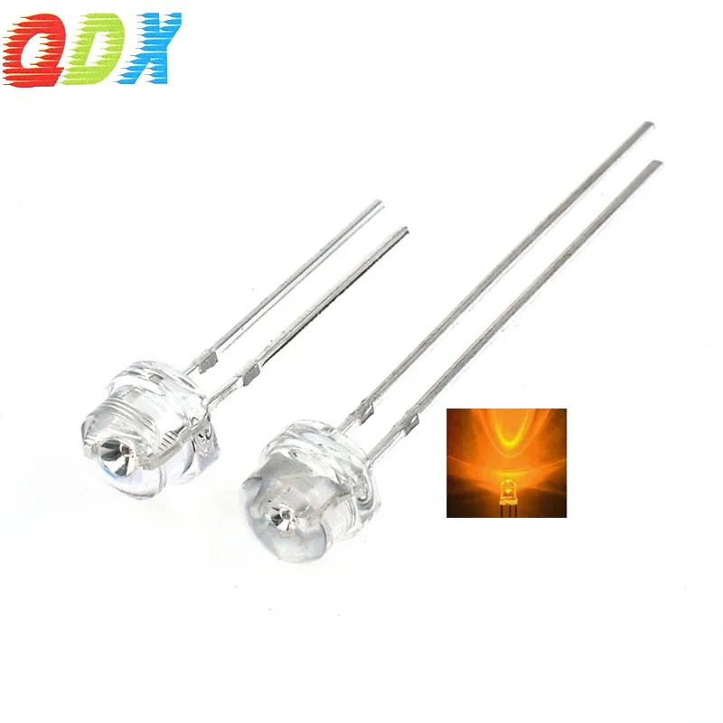 China Factory Top Quality Water Clear Lens 4.8MM  Straw Hat white hair yellow light LED Diode high brightness led diode